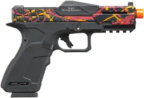 Vista 2 de Poseidon CSI XG8 - Pistola de aire comprimido de aluminio con respaldo de gas, anodizada en color rojo/naranja/negro