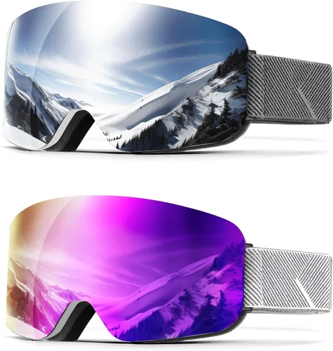 Vista 8 de Gafas de esquí para hombres y mujeres, gafas de nieve antiniebla, gafas de snowboard con protección UV 100%