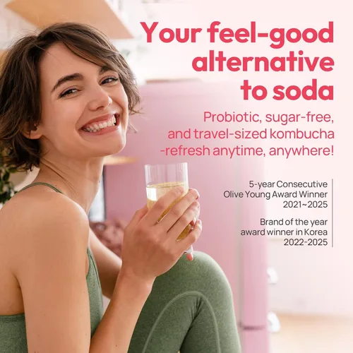 Vista 6 de TEAZEN Té de melocotón kombucha, mezcla de bebida hidratante, sin azúcar, probióticos vivos y prebióticos, 10 palitos, 1.76 onzas