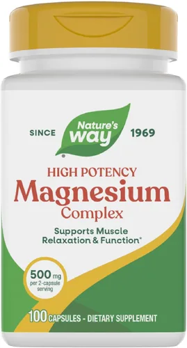 Nature's Way Complejo de magnesio, apoya la relajación muscular*, función muscular*, promueve una sensación de calma*, citrato de magnesio y óxido,