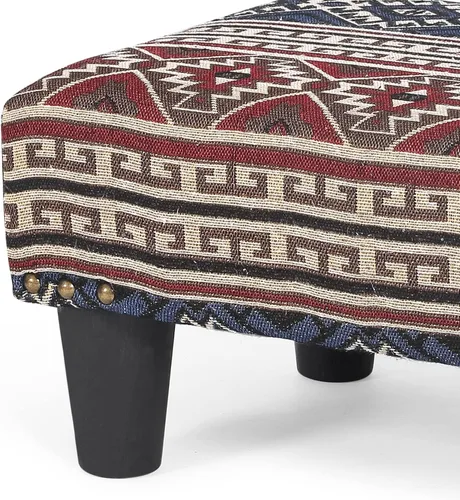 Vista 7 de Joveco Reposapiés pequeño acolchado de tela, otomanos con patas de plástico, taburete rectangular moderno para sala de estar, sofá, perros (bohemia)