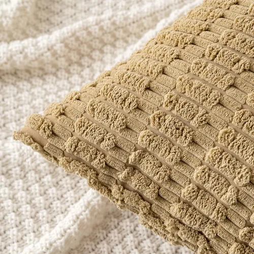 Vista 163 de MIULEE- Juego de 2 fundas de pana suave para cojín; diseño a rayas estilo bohemio, moderno, rural; decoración costera p/verano, hogar, sala de Azul