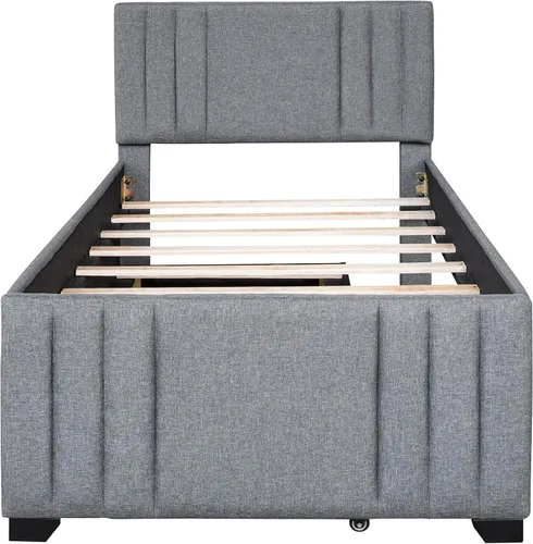 Vista 81 de SOFTSEA Cama de plataforma tapizada tamaño Queen con cajón de almacenamiento, marco de cama tapizado con cabecera con respaldo de alas, soporte