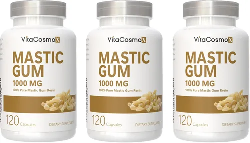 Vista 10 de Cápsulas de goma mastica, 1000 mg, 120 cápsulas vegetarianas, sin OMG y sin gluten