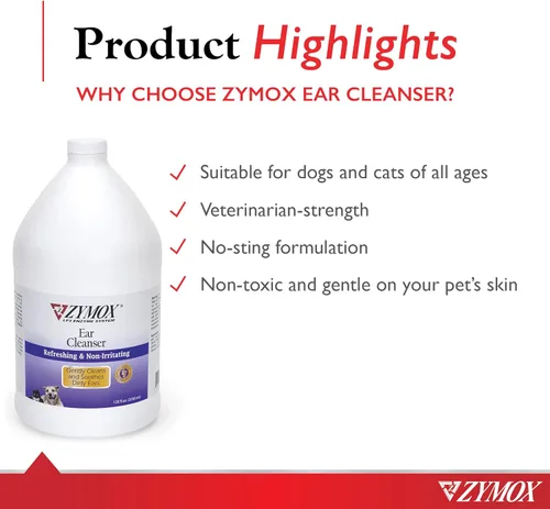Vista 3 de Zymox Solución limpiadora de oídos para perros y gatos, 1 galón