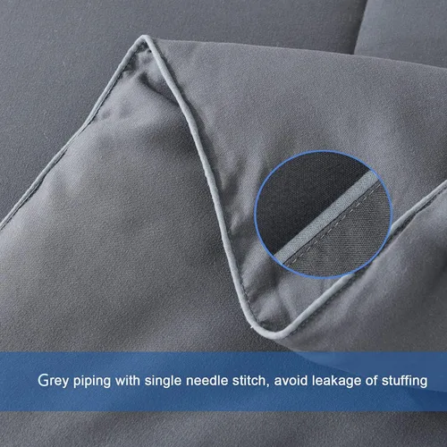 Vista 4 de Cozynight Edredón de plumón alternativo para todas las estaciones, edredón completo con relleno de edredón con pestañas en las esquinas, Gris