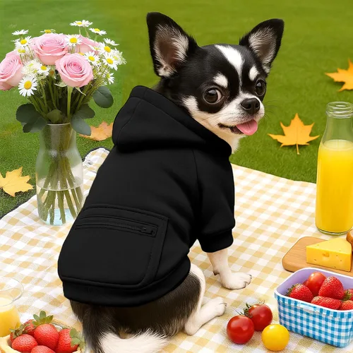 Vista 3 de Petcare Sudaderas con capucha básicas para perros pequeños, medianos y grandes, gatos, ropa para cachorros, suéteres de felpa suaves y cálidos