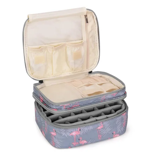 Vista 11 de LUXJA Funda de transporte para esmalte de uñas, capacidad para 30 botellas (0.5 fl oz/15 ml), organizador de doble capa para esmalte de uñas y juego