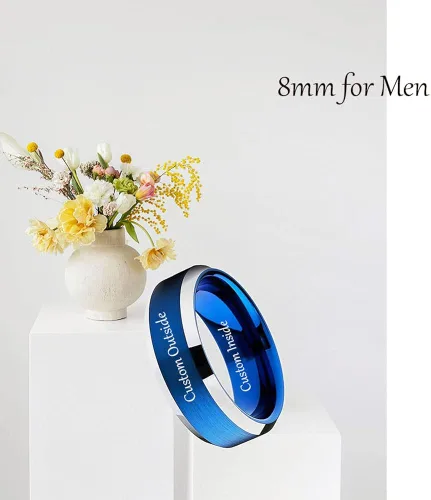 Vista 3 de Personalized Couples Rings for Him and Her Set Stainless Steel Unique Pinky Promise Rings for Couples Set with 2 Rings Black Matching Engagement