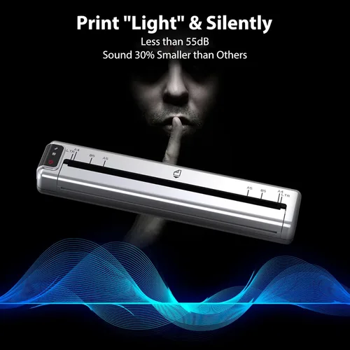 Vista 2 de Phomemo Impresora portátil ultraligera Q302, térmica inalámbrica sin tinta, WiFi Bluetooth para papel térmico US Letter/A4/A5/B5, impresora