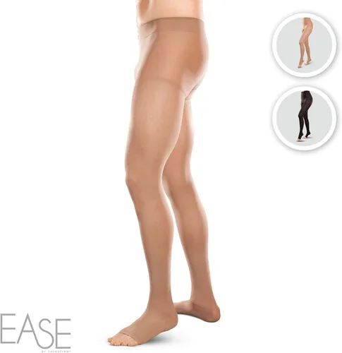 Vista 2 de Ease - Medias de compresión moderadas opacas con punta abierta, 20-30 mmHg (negro, medio corto)