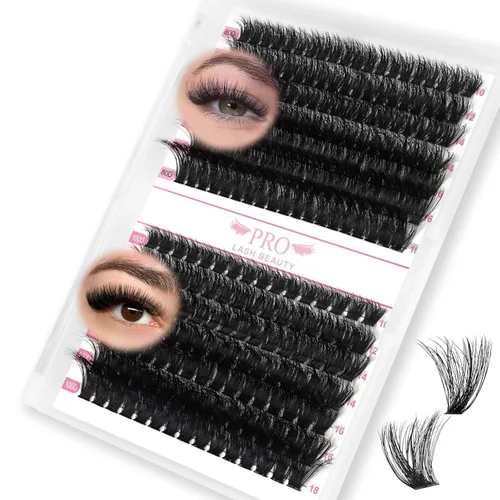 Vista 9 de PRO LASHBEAUTY Pestañas Individuales Estilo 3D 10-18mix Pestañas en Racimo 100D 200D Rizo D Pestañas Wispy Pestañas DIY en Casa