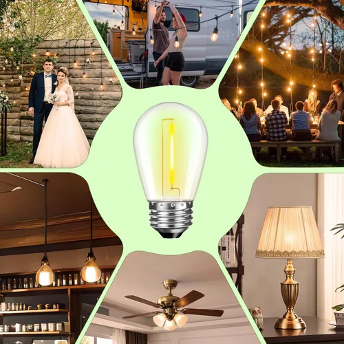 Vista 7 de GvvooHome Bombillas LED S14 de repuesto para guirnalda de luces de patio, bombillas colgantes inastillables e impermeables para guirnaldas de luces