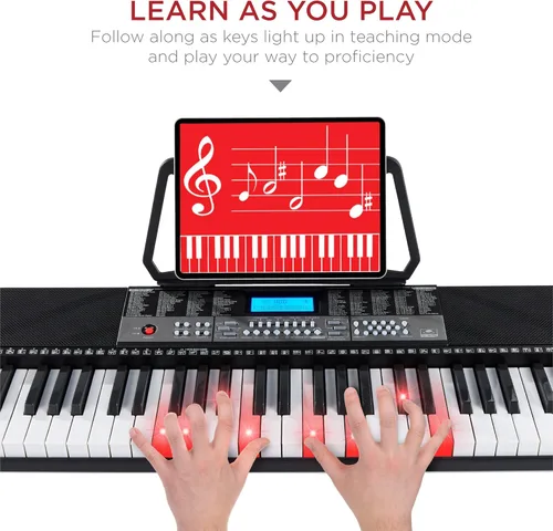 Vista 2 de Best Choice Products Teclado electrónico de 54 teclas Piano Teclado eléctrico portátil para principiantes Juego completo con pantalla LCD, adaptador