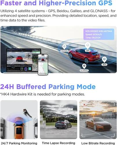 Vista 6 de VIOFO A229 Pro 4K HDR Dash Cam, Dual STARVIS 2 IMX678 IMX675, 4K+2K Cámara frontal y trasera para automóvil, 2 canales con HDR, control de voz, WiFi