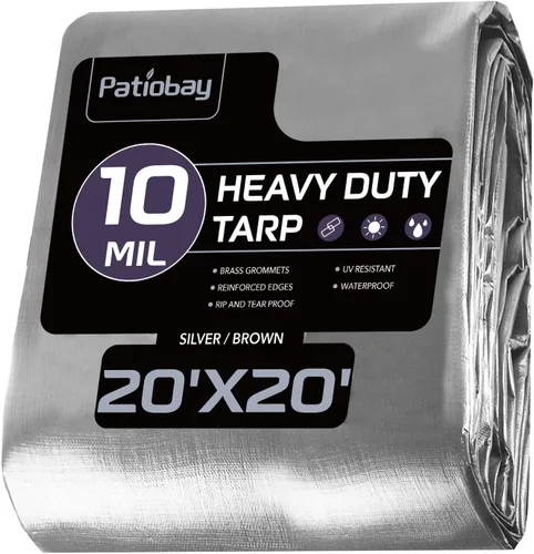 Vista 28 de Lona grande de 8x10 pies, 16 mil de alta resistencia impermeable con ojales cada 23.6", plástico grueso de 420D, resistente a los rayos UV, a