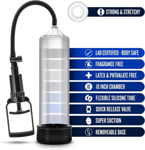 Vista 2 de Blush Novelties Performance VX3 - Bomba de mejora de pene macho de 9 pulgadas, mango avanzado para máxima succión, funda suave para un sellado