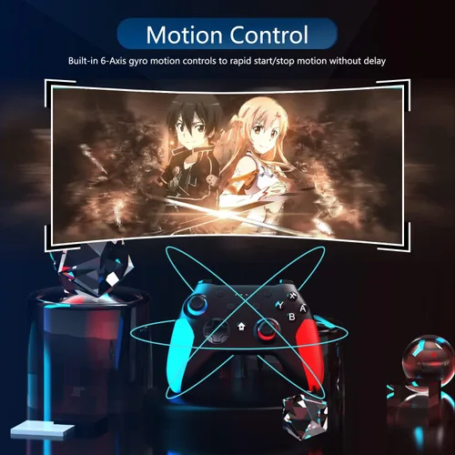 Vista 8 de Controlador de interruptor para Nintendo Switch, controlador Switch Pro para interruptor inalámbricoSwitch Lite remoto con doble vibración, eje