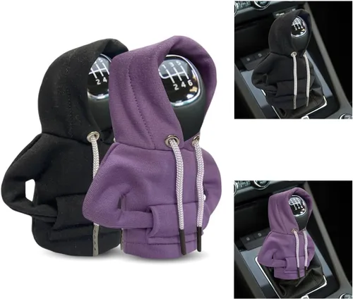 Vista 16 de JOYCOURT Sudadera con capucha para palanca de cambios de automóvil, cubierta de perilla de palanca de cambios de moda, mini sudadera con capucha