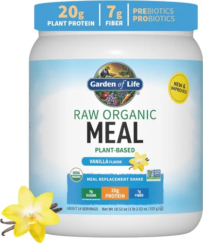 Garden of Life Batidos de proteína vegana en polvo orgánico crudo sustituto de comidas paquete de vainilla – 28 y 14 porciones