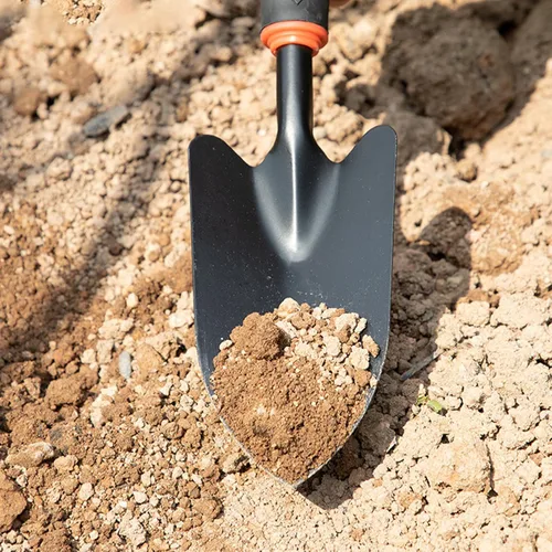 Vista 4 de Paleta de mano para jardín, pala de mano de jardinería resistente con agarre ergonómico, herramientas de jardín resistentes a la corrosión, pala