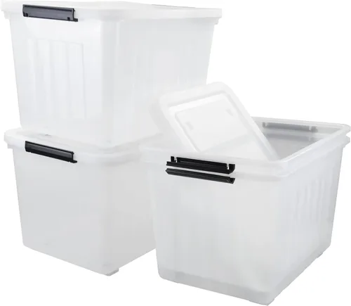Vista 11 de Kekow Paquete de 6 cajas de almacenamiento de plástico de 10 L, contenedores de almacenamiento de plástico transparente con tapas