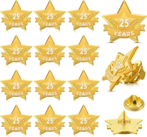 Vista 11 de Tigeen 12 pines de recompensa de servicio anual, pines esmaltados de estrella con premios de años de servicio, para empleados de larga duración