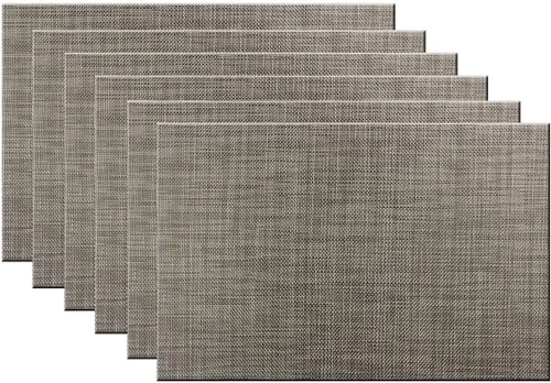 Vista 24 de Manteles individuales para mesa de comedor, juego de 6 manteles individuales de plástico lavables para mesa de cocina, manteles individuales de PVC