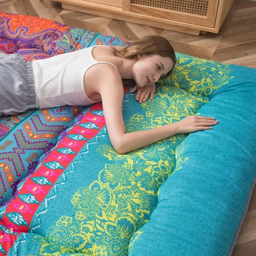 Vista 350 de Colchón futón japonés de piso gris constelación, de piso tatami, portátil, para acampar, para niños, sofá cama plegable enrollable con protector