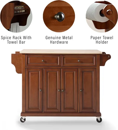 Vista 9 de Crosley Furniture isla de cocina con ruedas, Madera, Blanco