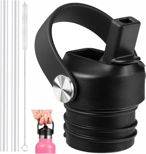 Vista 26 de Tapa de popote para Hydroflask, tapas con popote para Hydro Flask, tapa de popote de boca estándar de 18, 21, 24 onzas, tapa de repuesto, botella