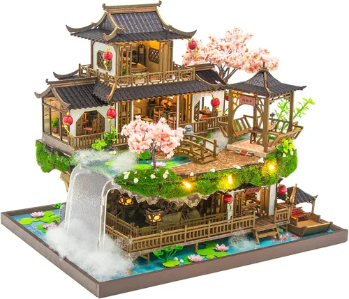 Vista 11 de Spilay - Kit de casa de muñecas en miniatura, kit de bricolaje, modelo de villa moderna mini con caja de música, el mejor regalo de Navidad y Patio