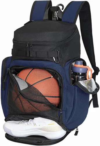 Vista 15 de LARIPOP Mochila de Baloncesto Grande Bolsa Deportiva, Bolsa de Gimnasio con Compartimento para Balón y Compartimento para Zapatos para Almacenar