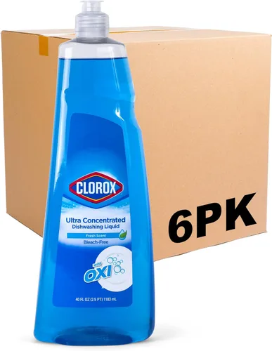 Vista 11 de Clorox Jabón líquido ultra concentrado para platos con OXI, aroma a flor de manzana, detergente para lavavajillas, fórmula sin blanqueador que