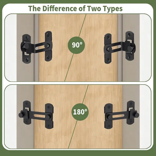 Vista 6 de Cerradura de puerta de granero abatible de 90 grados, cierre de puerta resistente, protege la privacidad para valla de madera de granero puertas
