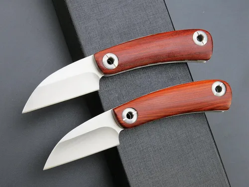 Vista 2 de Eafengrow EF11 cuchillo plegable D2 con hoja de acero con mango de madera, cuchillo de bolsillo