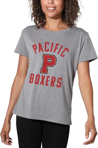 Vista 430 de Colección oficial de camisetas sueltas con logotipo desgastado grande universitario para mujer, jaspeado atlético