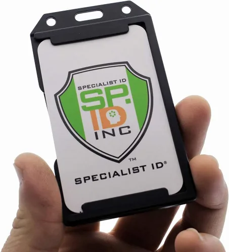 Vista 4 de Specialist ID - Soporte vertical de plástico duro, 2 cargas laterales, múltiples tarjetas con carrete retráctil, clip de mosquetón para cinturón