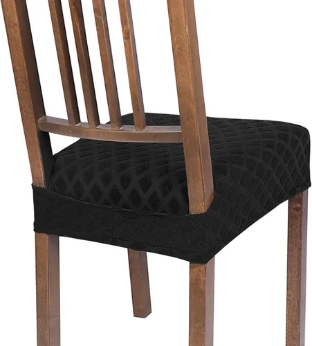 Vista 55 de SearchI Fundas de asiento para sillas de comedor elásticas, juego de 4, suaves, extraíbles, lavables, fundas protectoras de asiento para sillas
