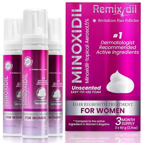 Minoxidil para mujer | 5% de minoxidil para el crecimiento del cabello de las mujeres | Tratamiento de crecimiento del cabello | Espuma tópica sin