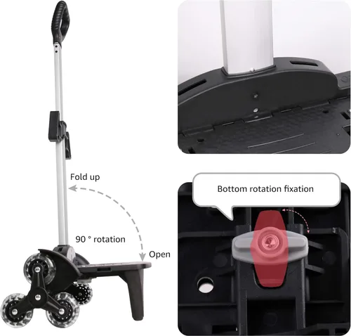 Vista 3 de Carrito de mochila Carrito de mano con ruedas de aleación de aluminio no plegable para bolsas escolares equipaje mochila ruedas