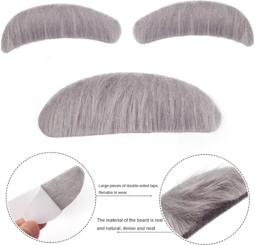 Vista 4 de Yewong Disfraz de anciano para niños, peluca de abuelo para 100 días de escuela, Halloween