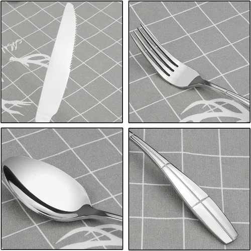 Vista 5 de Juego de cubiertos de 60 piezas, cubiertos de acero inoxidable, servicio para 12