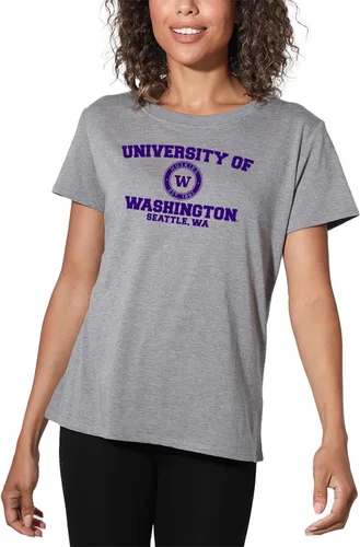 Vista 269 de Colección oficial de camisetas sueltas con logotipo de círculo envejecido universitario para mujer, jaspeado atlético