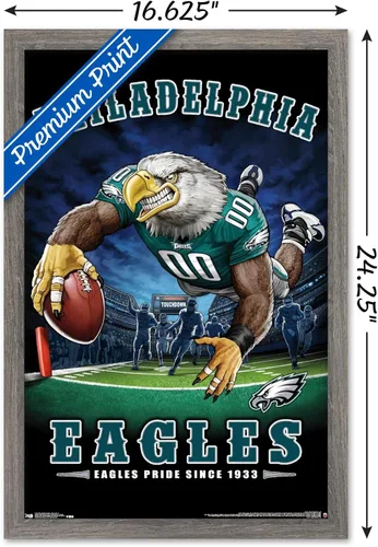 Vista 3 de Trends International NFL Philadelphia Eagles - Póster de pared de End Zone 17, 14.725 x 22.375 pulgadas, versión enmarcada de madera de granero
