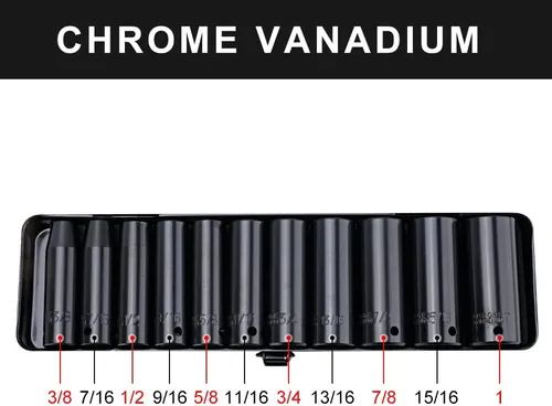 Vista 5 de AEROPRO TOOLS A301 - Llave de impacto neumática compuesta de 1/2 pulgada y juego de llaves de impacto profundo de 1/2 pulgada (11 piezas)