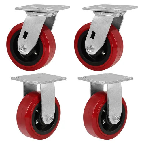 Vista 11 de Ruedas giratorias de 4 pulgadas resistentes, ruedas industriales con capacidad de carga de 600 libras, banda de rodadura de poliuretano en núcleo