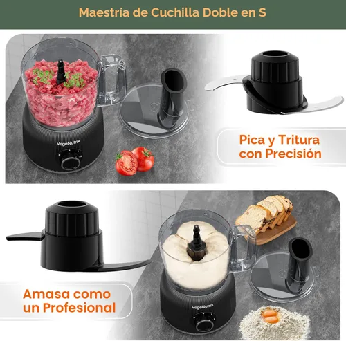 Vista 4 de Combo de procesador de alimentos y licuadora, picadora de alimentos de 88 onzas para carne, verduras y masa, licuadora de tarro de vidrio de 70