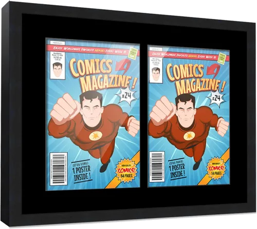 Vista 40 de Poster Palooza Marco de cómic con paspartú para 1 cómic de la Edad de Bronce publicado entre 1970 y 1985, marco de cómic negro para cómic de 7.25 x