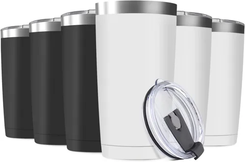 Vista 25 de Vaso de viaje de 20 oz, aislado al vacío, con tapa, de acero inoxidable, doble pared; taza térmica de café para el hogar, la oficina, al aire libre